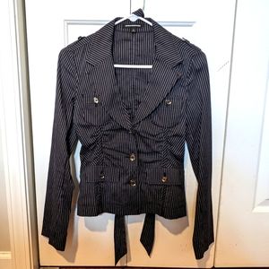 Black pinstripe fitted blazer